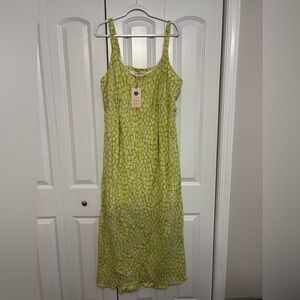 Lime Green Floral Midi Dress